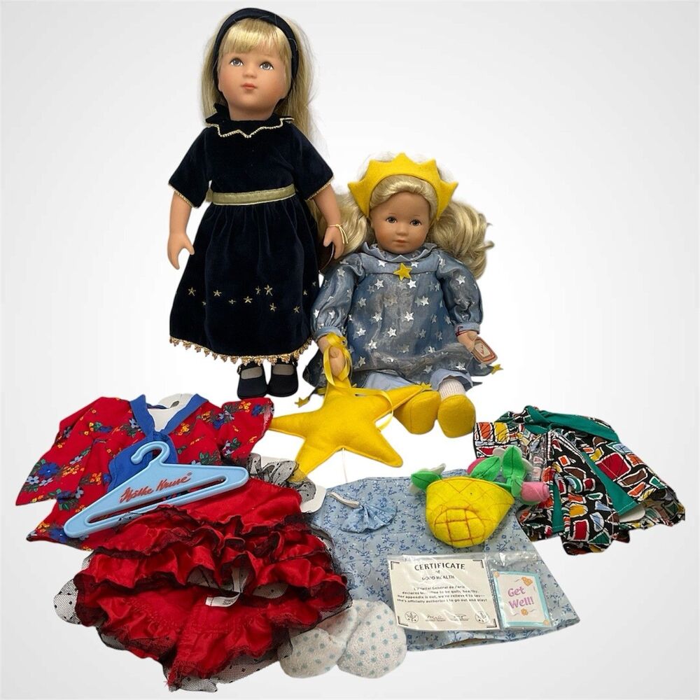 RARE Käthe Kruse Doll Lot of 2 Germany Original Outfits & Extra Accessories